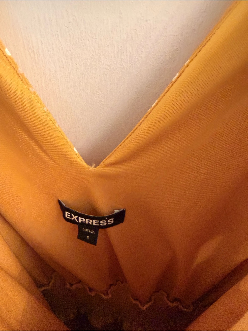 Express Mustard Dot Ruffle-Sleeve Midi Dress - Picture 2 of 6